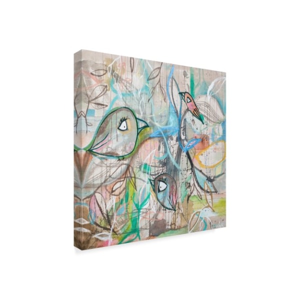 Zwart 'Pastel Birds Float' Canvas Art,18x18